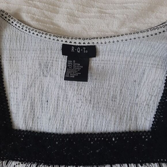 RQT Boho Square Neck Cotton Blend Blouse Small - Picture 2 of 7
